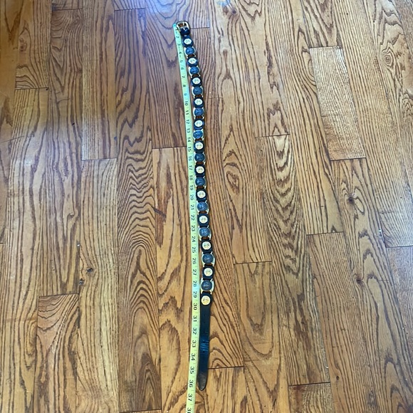 Vintage Milos Italy Coin Leather Belt Large EUC Link Black/Gold/Silver - Picture 8 of 10